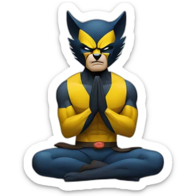 Wolverine doing a meditation sticker