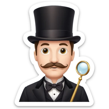 Fancy man with top hat and mustache with fancy look on his face and monocle on his eye sticker