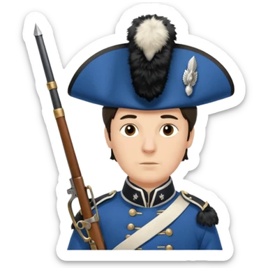 Vieille Garde soldier Napoleonic era holding musket blue and white uniform bearskin hat sticker