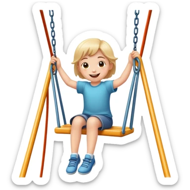 a child swinging on a playground swing, cheerful and playful sticker