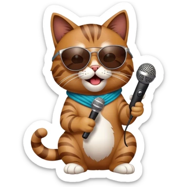 Cat with sunglasses singing with a mic like a rockstar sticker
