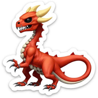 Oily smooth glossy evil sharp edgy badass skeleta skull-face skull-masked skull-headed l Charmeleon-Zeraora-Salandit-fusion, full body sticker