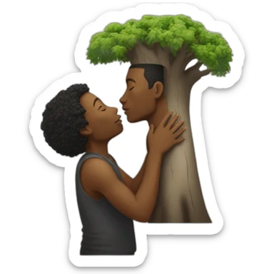 A black man kissing a baobab tree With lots of love sticker
