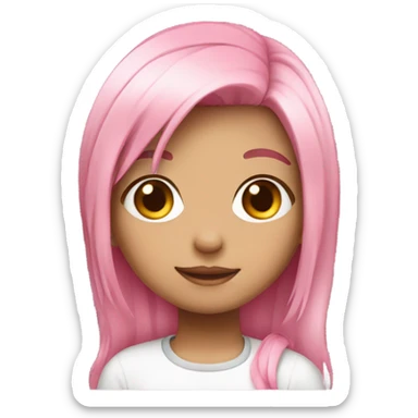 Cute girl with a pink hair like an anime character  sticker