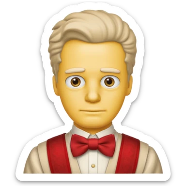 simpson guy, wearing Roman royal ancient custome, red bow tie sticker