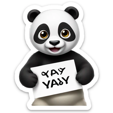 Panda holding a sign that says YAYY sticker