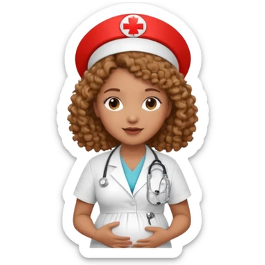 pregnant curly nurse sticker