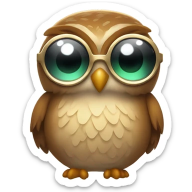 a rowlet brown owl emoji with sunglasses and a disco outfit on sticker