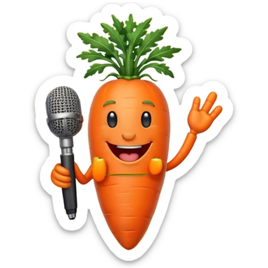 singing carrot with microphone sticker