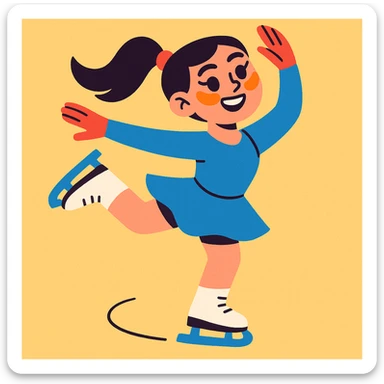 A figure skater girl with orange eye patches under her eyes sticker