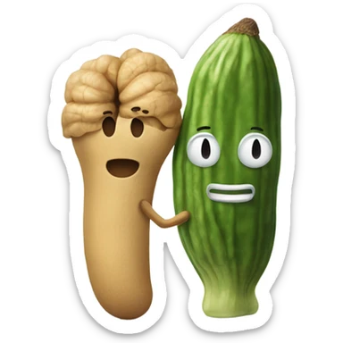 Peanut and pickle holding hands  sticker