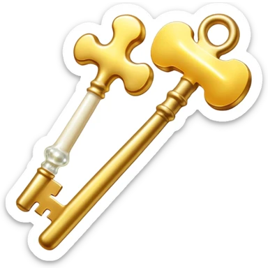 Radiant vitamin K2 appearing as a bright golden key next to a bone that glows with a magical light. The key and bone are connected by shimmering particles, showing how K2 unlocks bone strength and health. sticker