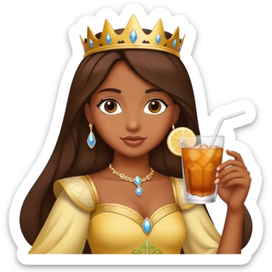 Princesa morena con bebida  sticker