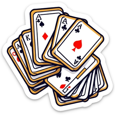Canasta card game with discard pile and draw pile sticker