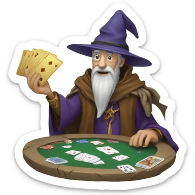 Wizard playing cards sticker
