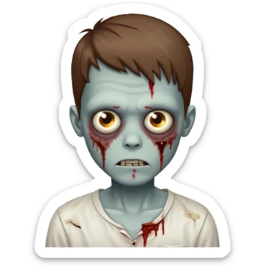 zombie boy with brown hair and white shirt sticker