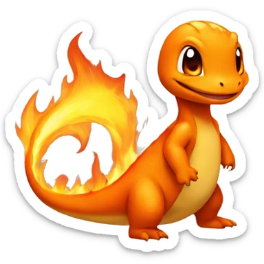 Charmander with a flame on its tail-tip sticker