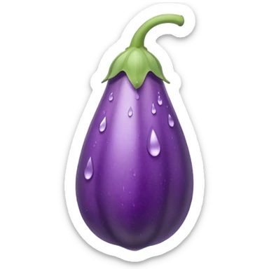 make the eggplant longer and thinner and make the water misty I still want water to come out of the stem sticker