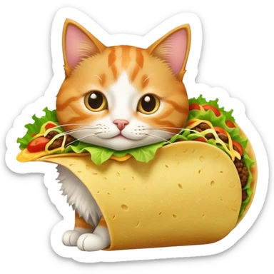 A cat in the shape of a taco sticker