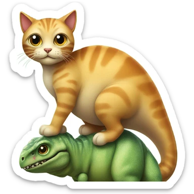 Cat riding a dinosaur sticker
