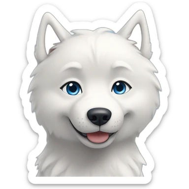 Husky blanc yeux bleu poil un peu court et souriant sticker