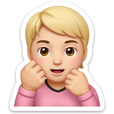 Emoji with fist pushing against checks and blushing  sticker