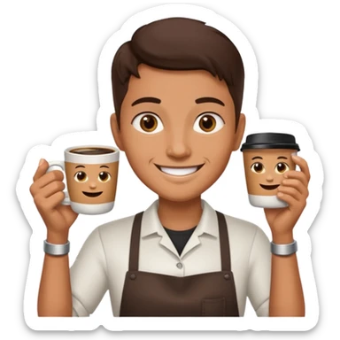 barista with only one big cup of coffee sticker