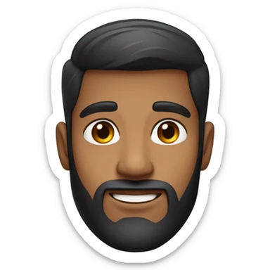 Young man with a warm light Kashmiri skin tone, thick dark hair with fade on the sides, neatly trimmed beard, and an oval-shaped face. sticker