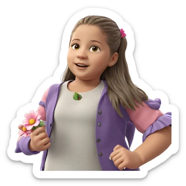 girl with flower in hand sticker
