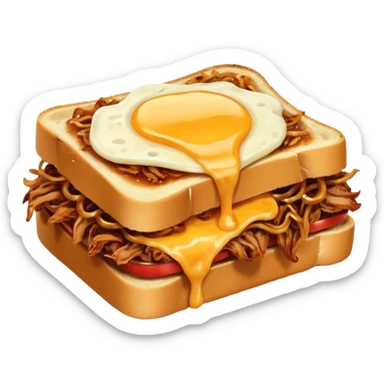 BBQ pulled pork melt on texas toast with crispy onions  sticker