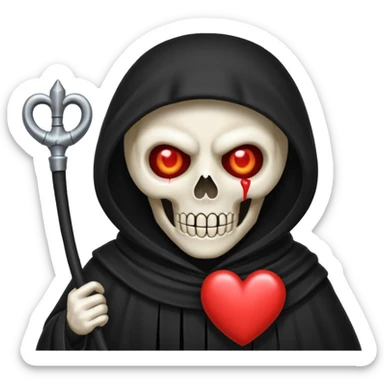 cute reaper with heart eyes face sticker