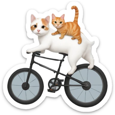 White westhighland terrier on a unicycle giving a ginger cat a piggy back ride  sticker