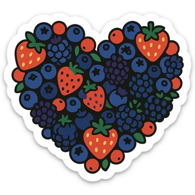 heart shape made out of berries sticker
