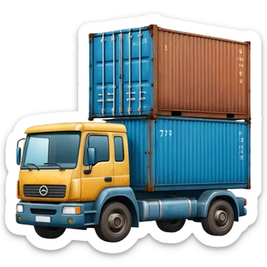 truck holding container sticker