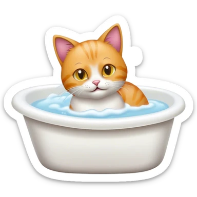 Cat taking a bath sticker