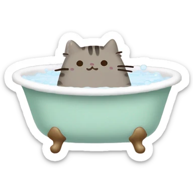 Pusheen in the bath sticker