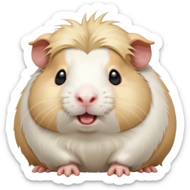 Cinematic Cute Yawning White Guinea Pig Portrait Emoji, Head tilted slightly with a dramatic, wide-open yawn, revealing a soft, downy white coat with tiny drooping ears, round dark eyes barely open in drowsy contentment, Simplified yet irresistibly adorable features, highly detailed, glowing with a soft, cozy glow, high shine, relaxed yet expressive, stylized with a touch of whimsy, bright and endearing, soft glowing outline, capturing the essence of a sleepy yet affectionate guinea pig, so drowsy it feels like it could stretch right out of the screen and curl up for a nap! sticker