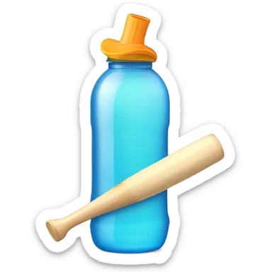 water bottle with a cricket bat  sticker