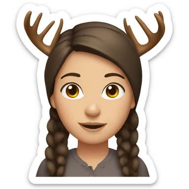 brunette girl with deer antlers  sticker