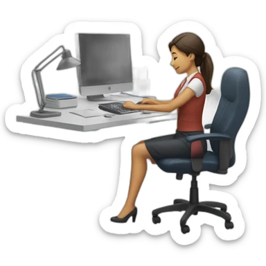 Mujer trabajando en una oficina sticker