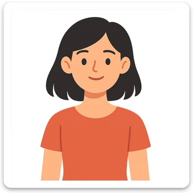 flat toon style chica con pelo negro corto por los hombros sticker