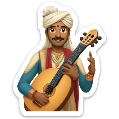 indian man with veena sticker