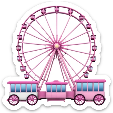 mix light pink dark pink and white theme park Ferris wheel sticker