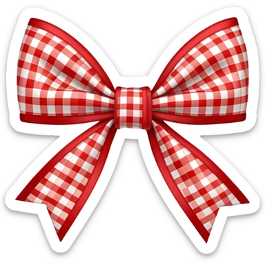 red gingham plaid bow sticker