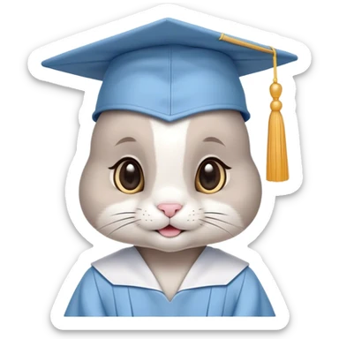 BUNNY in LIGHT BLUE graduation uniform graduation cap sticker