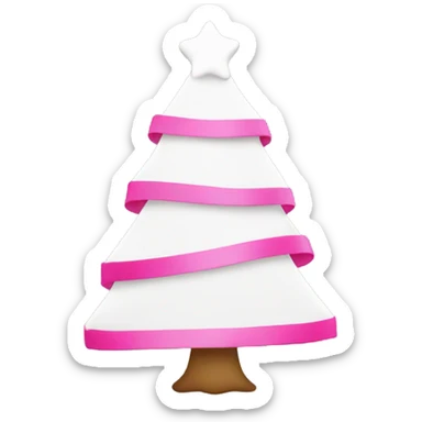 White Christmas tree with pink ribbon  sticker