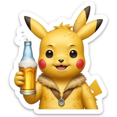 Así a picachu con una chela sticker