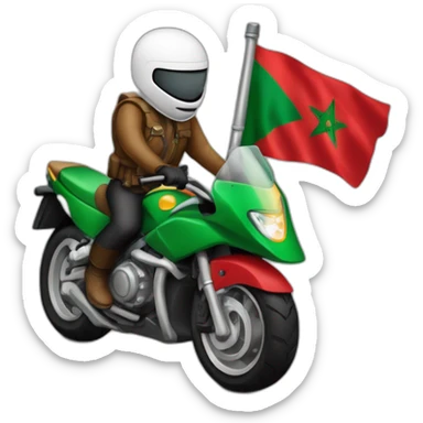 quelqu'un sur une moto avec le drapeau du Maroc derrière sticker