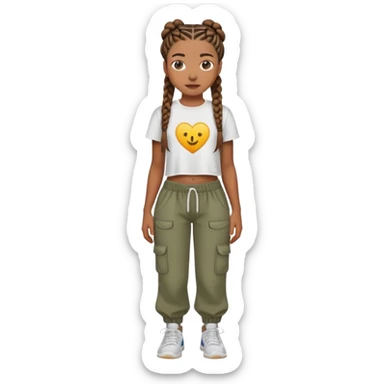 brown skin gurl wiht straight backs and cropped tea wiht baggy pants sticker
