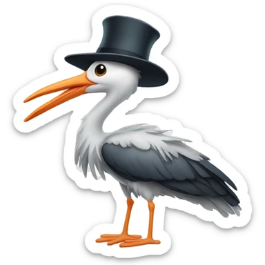 stork with a magic wand and hat sticker